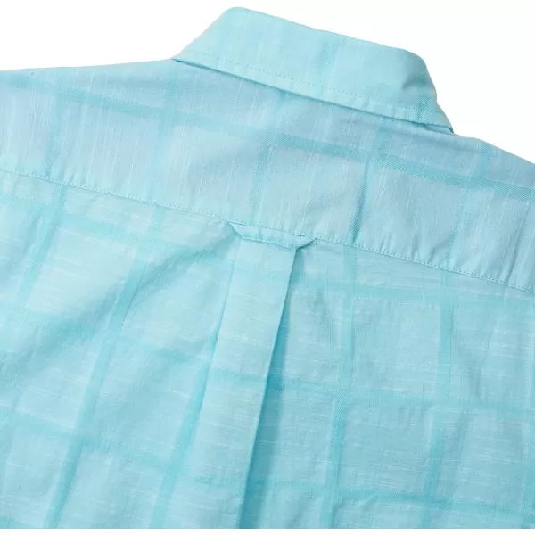 IZOD Men's Big and Tall Saltwater Short Sleeve Windowpane Button Down Shirt