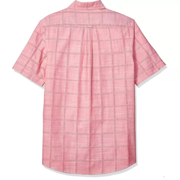 IZOD Men's Big and Tall Saltwater Short Sleeve Windowpane Button Down Shirt