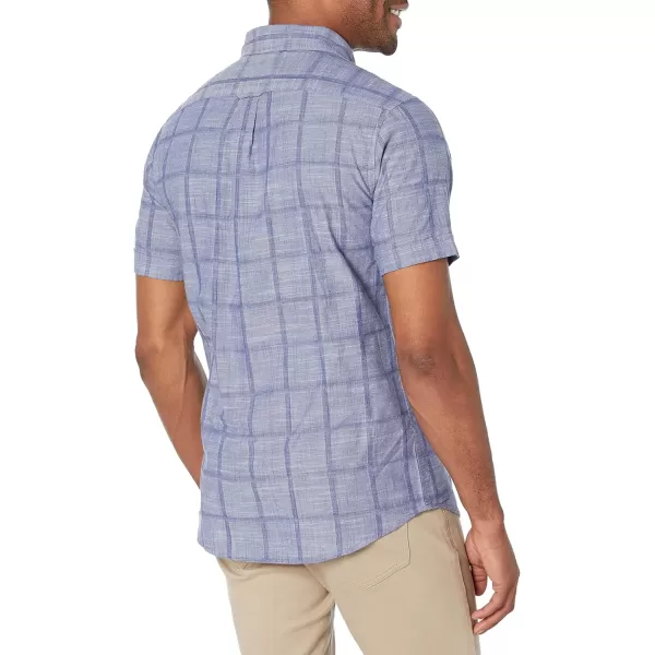 IZOD Men's Big and Tall Saltwater Short Sleeve Windowpane Button Down Shirt