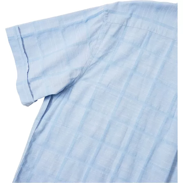 IZOD Men's Big and Tall Saltwater Short Sleeve Windowpane Button Down Shirt