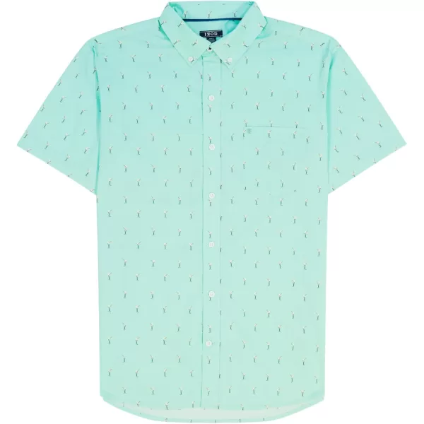 IZOD Men's Breeze Short Sleeve Button Down Patterned Shirt