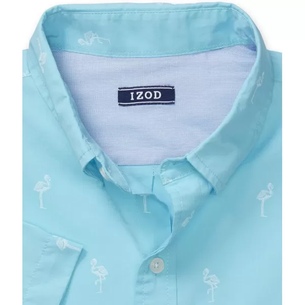 IZOD Men's Breeze Short Sleeve Button Down Patterned Shirt