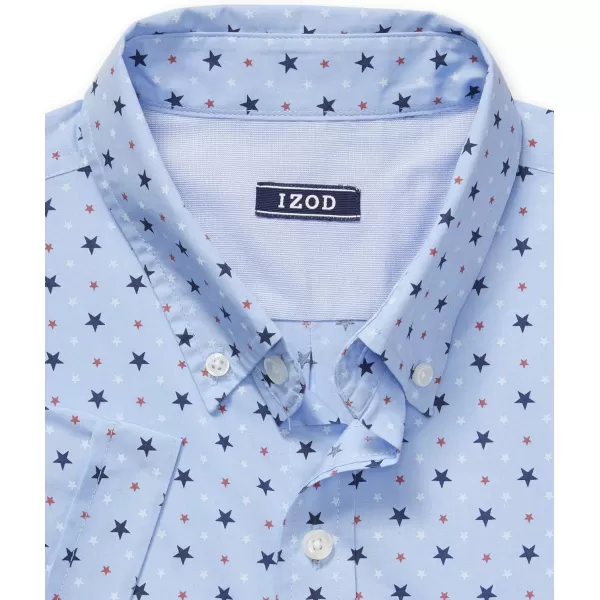 IZOD Men's Breeze Short Sleeve Button Down Patterned Shirt