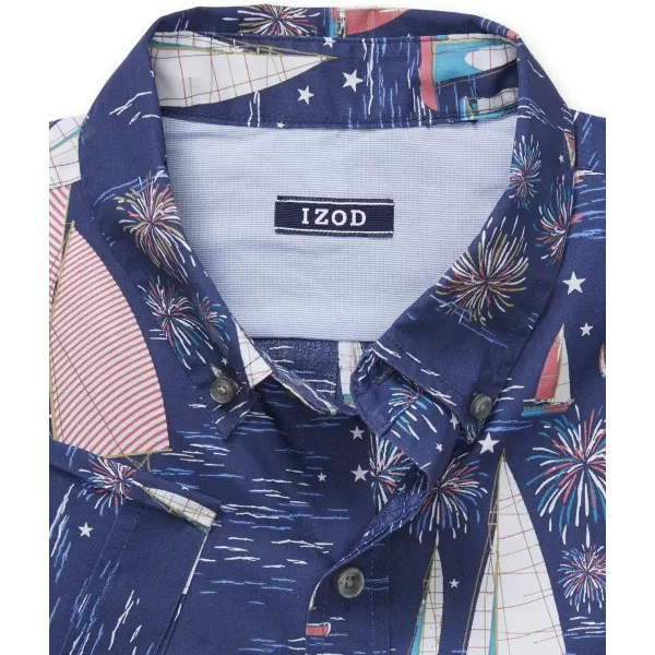 IZOD Men's Breeze Short Sleeve Button Down Patterned Shirt
