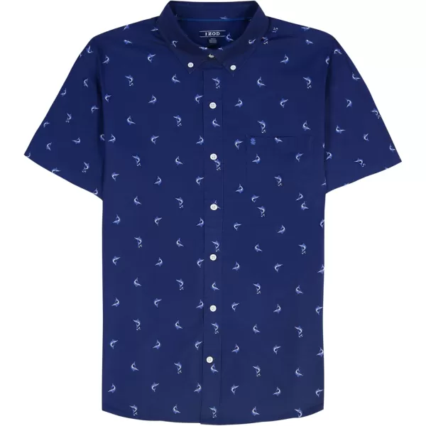 IZOD Men's Breeze Short Sleeve Button Down Patterned Shirt