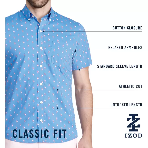 IZOD Men's Breeze Short Sleeve Button Down Patterned Shirt