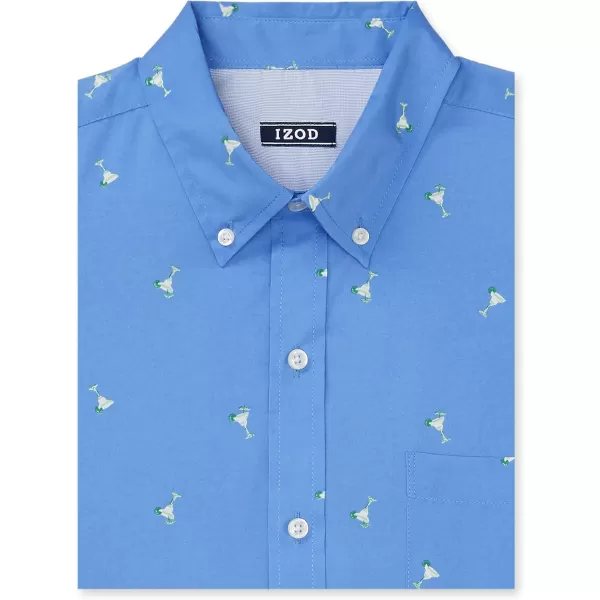 IZOD Men's Breeze Short Sleeve Button Down Patterned Shirt