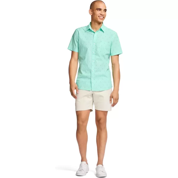 IZOD Men's Breeze Short Sleeve Button Down Patterned Shirt