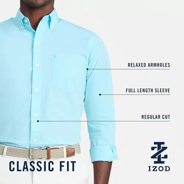 IZOD Men's Button Down Long Sleeve Stretch Performance Solid Shirt
