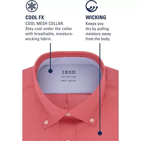 IZOD Men's Dress Shirt Slim Fit Stretch Fx Cooling Collar Solid