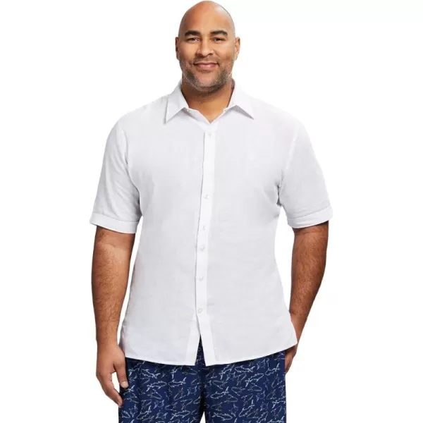 IZOD Men's Big and Tall Linen Button Down Short Sleeve Shirt