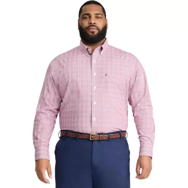 IZOD Men's Big and Tall Performance Comfort Long Sleeve Plaid Button Down