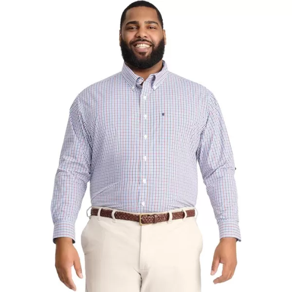 IZOD Men's Big and Tall Performance Comfort Long Sleeve Plaid Button Down