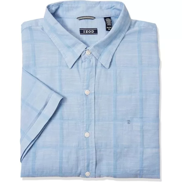 IZOD Men's Big and Tall Saltwater Short Sleeve Windowpane Button Down Shirt