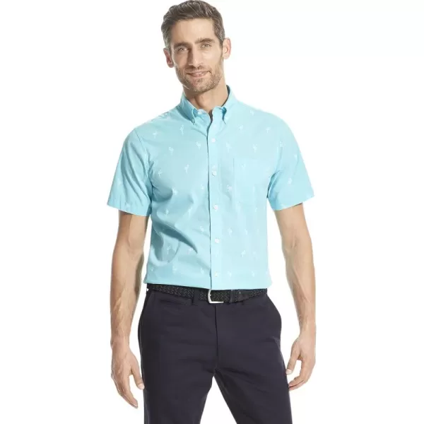 IZOD Men's Breeze Short Sleeve Button Down Patterned Shirt