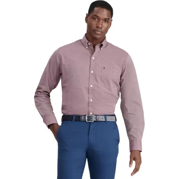 IZOD Men's Button Down Long Sleeve Stretch Performance Solid Shirt