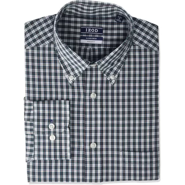 IZOD Men's Regular Fit Stretch Check Buttondown Collar Dress Shirt