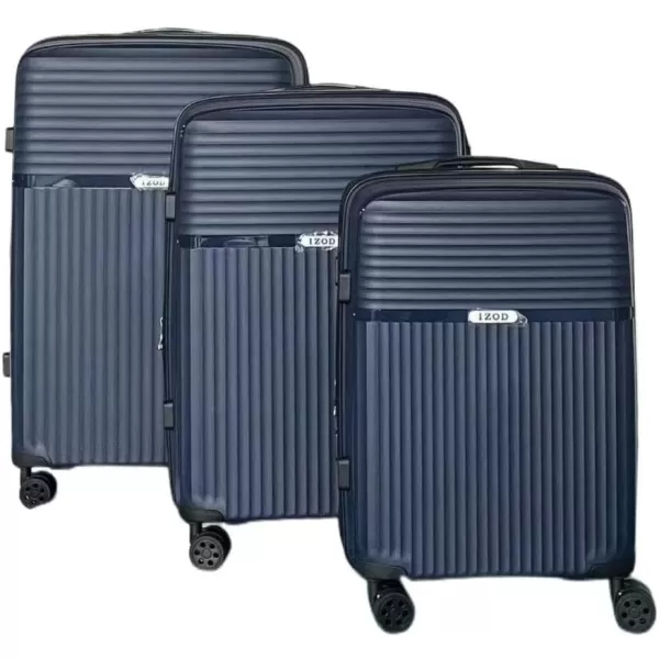 IZOD ABS Hard Shell Expandable Luggage Set - Durable ABS Hard Shell Construction - Double Water-Resistant Nylon Coil – Versatile Sizes 28", 24", 20" - 3-Piece Spinner Luggage Set 