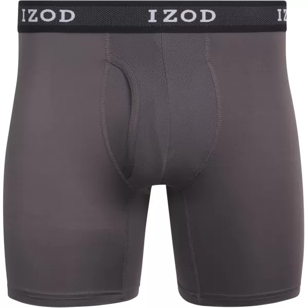 IZOD Men's Boxer Briefs– 5 Pack Performance Long Leg Boxer Briefs for Men S-2XL