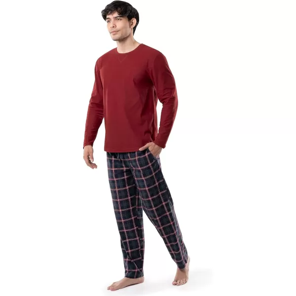 IZOD Men's Flannel-Fleece Long Sleeve Top and Pant Sleep Set