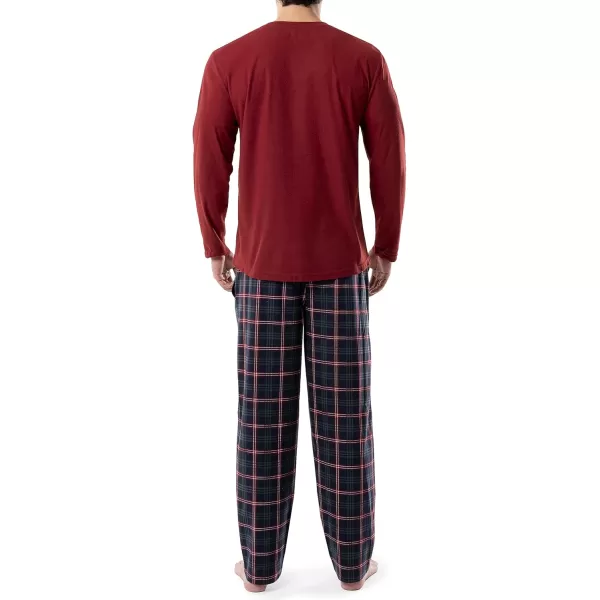 IZOD Men's Flannel-Fleece Long Sleeve Top and Pant Sleep Set