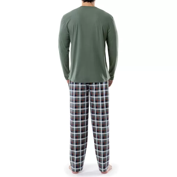 IZOD Men's Flannel-Fleece Long Sleeve Top and Pant Sleep Set