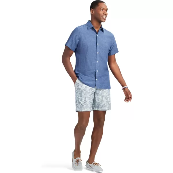IZOD Men's Linen Button Down Short Sleeve Shirt