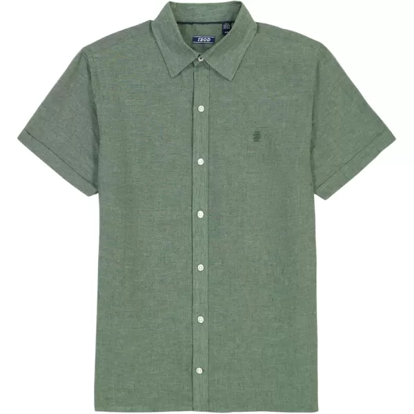IZOD Men's Linen Button Down Short Sleeve Shirt