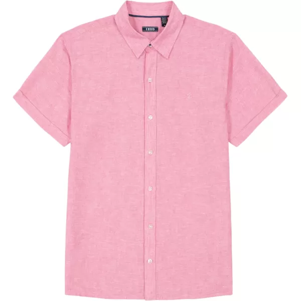 IZOD Men's Linen Button Down Short Sleeve Shirt