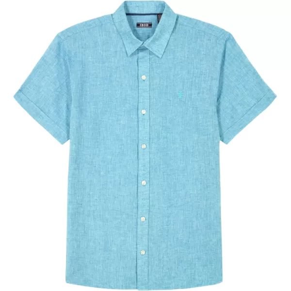 IZOD Men's Linen Button Down Short Sleeve Shirt