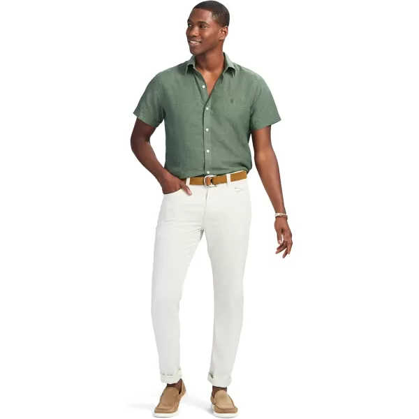 IZOD Men's Linen Button Down Short Sleeve Shirt
