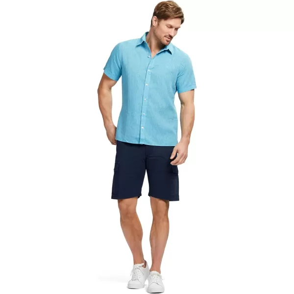 IZOD Men's Linen Button Down Short Sleeve Shirt