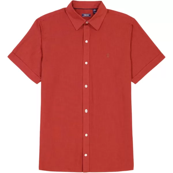 IZOD Men's Linen Button Down Short Sleeve Shirt