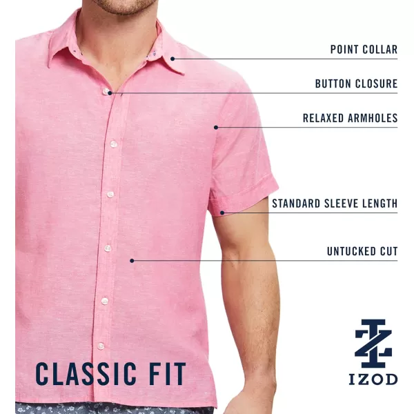 IZOD Men's Linen Button Down Short Sleeve Shirt