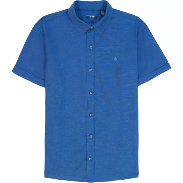 IZOD Men's Linen Button Down Short Sleeve Shirt