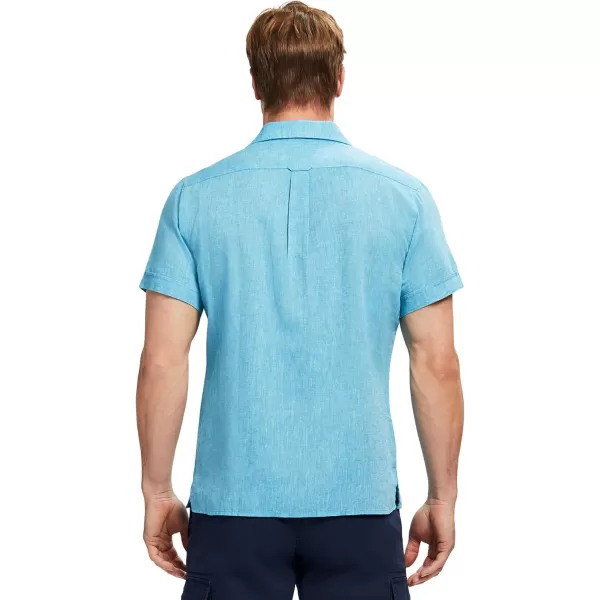 IZOD Men's Linen Button Down Short Sleeve Shirt