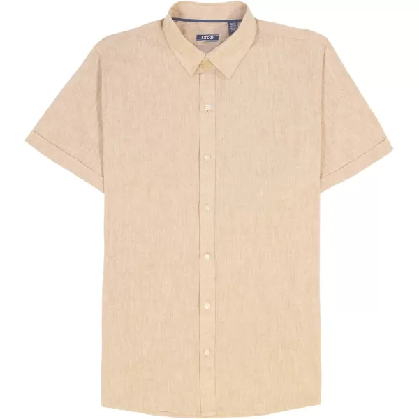 IZOD Men's Linen Button Down Short Sleeve Shirt
