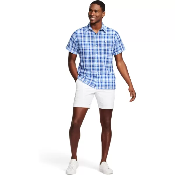 IZOD Men's Short Sleeve Madras Button Down Shirt