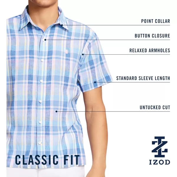 IZOD Men's Short Sleeve Madras Button Down Shirt