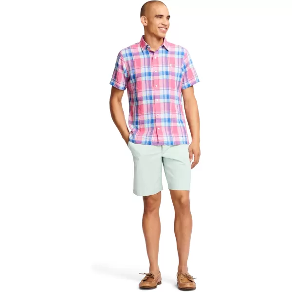 IZOD Men's Short Sleeve Madras Button Down Shirt