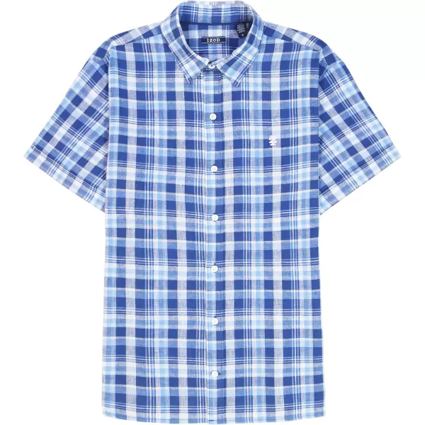 IZOD Men's Short Sleeve Madras Button Down Shirt