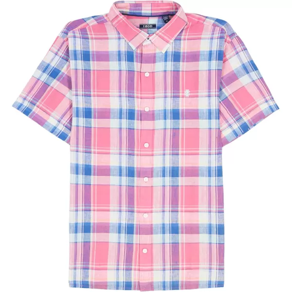 IZOD Men's Short Sleeve Madras Button Down Shirt