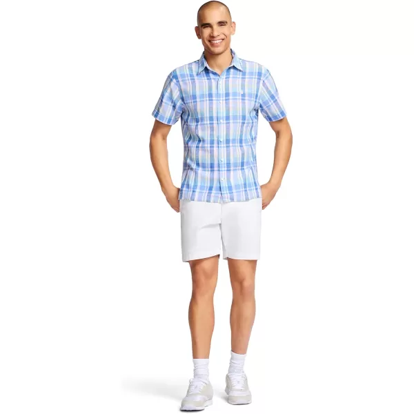 IZOD Men's Short Sleeve Madras Button Down Shirt