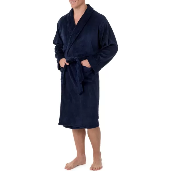 IZOD mens Comfort-soft Fleece - Drop Needle Bathrobe