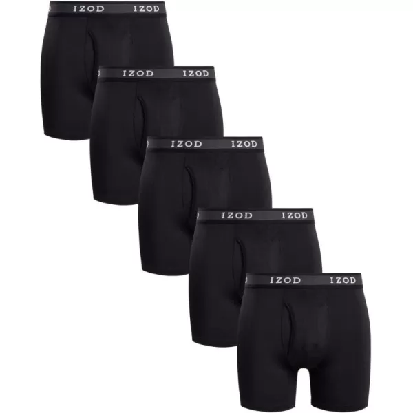 IZOD Men's Boxer Briefs– 5 Pack Performance Long Leg Boxer Briefs for Men S-2XL
