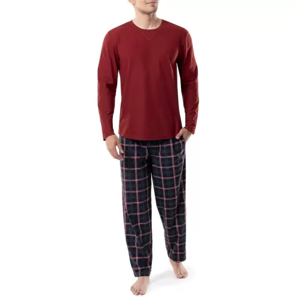 IZOD Men's Flannel-Fleece Long Sleeve Top and Pant Sleep Set