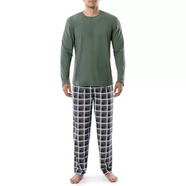 IZOD Men's Flannel-Fleece Long Sleeve Top and Pant Sleep Set
