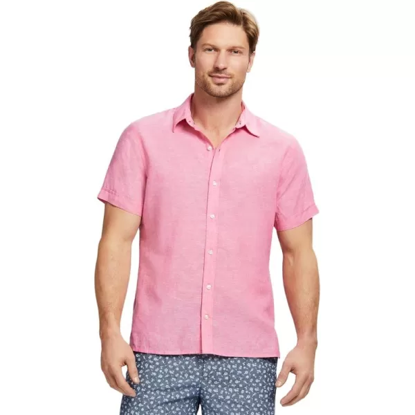 IZOD Men's Linen Button Down Short Sleeve Shirt