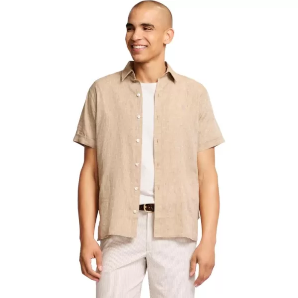 IZOD Men's Linen Button Down Short Sleeve Shirt