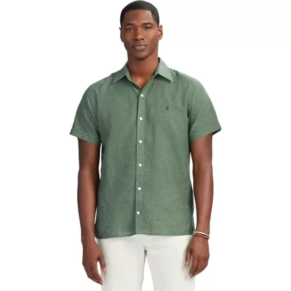 IZOD Men's Linen Button Down Short Sleeve Shirt